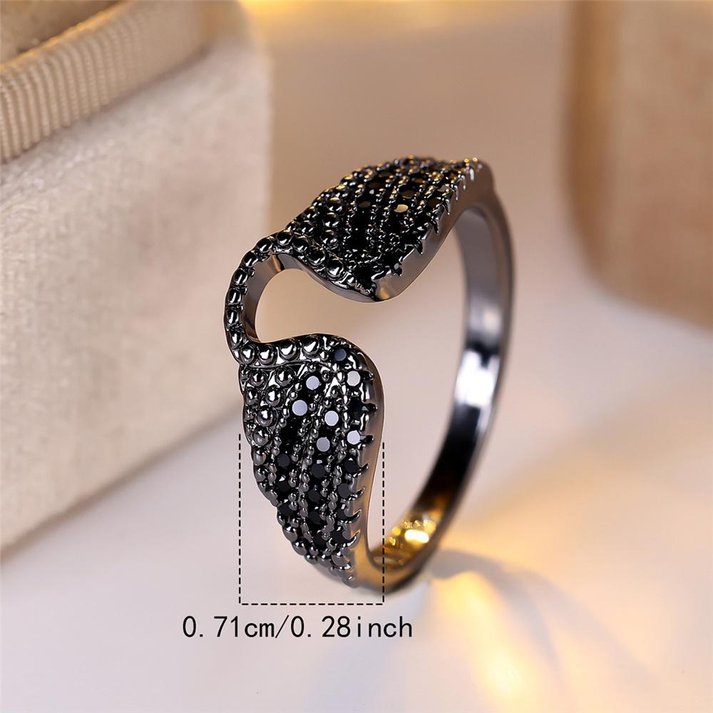 Luxus Damen Zirkonstein Schwarzgold Farbe Hochzeit Versprechen Liebe Verlobungsringe Für Damen
