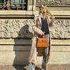 2026 Trapezoidal Leather Women's Bag Fashi Niche Handbag Top-handle Versatile  Bags