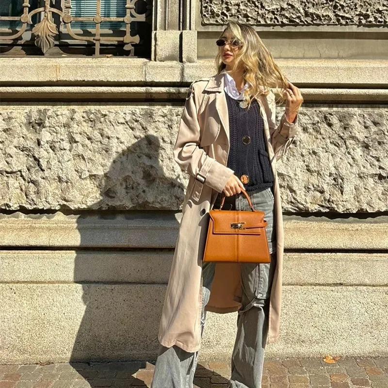 2026 Trapezoidal Leather Women's Bag Fashi Niche Handbag Top-handle Versatile Bags