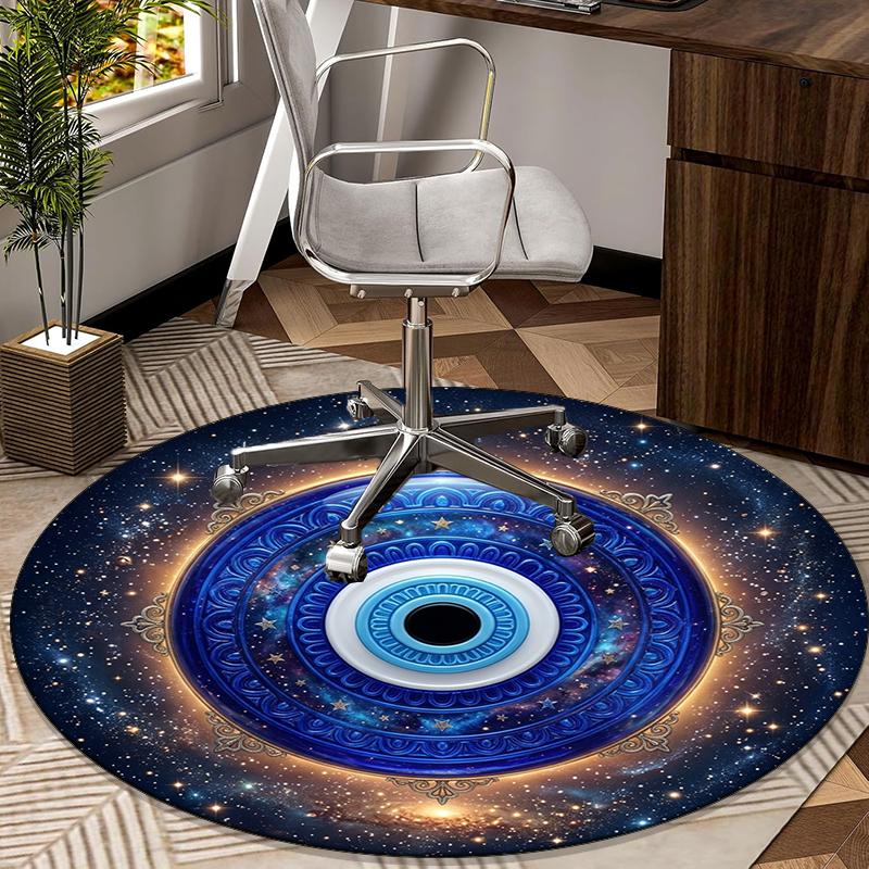 Evil Eye Stained Glass Design round carpet Chair cushion Round Entryway Rug, Soft Round Rugs for Living Room, Bedroom, Circle Carpet decor gifts