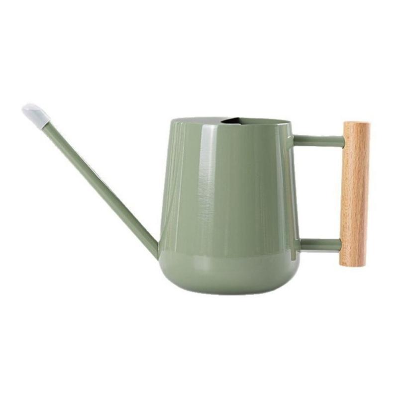 

Metal Watering Pot 1000ml for House Plant Succulent and Garden Flowers with Wooden Handle зелений