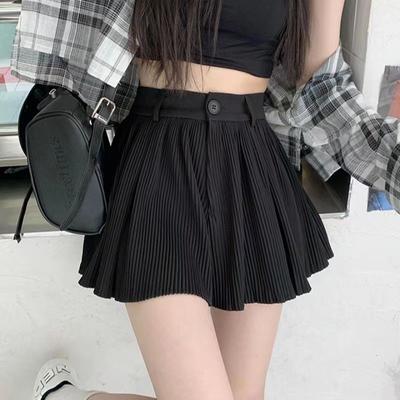 Shorts für Damen Sommer Hitzewallungshose Hohe Taille A-Linie Weitbeinige Kurze Lockere Plissierte Freizeithose Rock