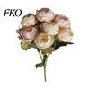 Home Decor Silk Flowers 7 Heads Artificial Peony Flowers, Vintage Fake Flower Arrangements Wedding Blue Bouquet Bouquets Decorations, Floral