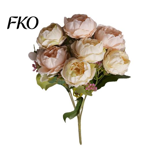 Home Decor Silk Flowers 7 Heads Artificial Peony Flowers, Vintage Fake Flower Arrangements Wedding Blue Bouquet Bouquets Decorations, Floral
