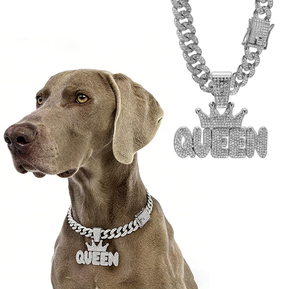 Cubaanse Hondenhalsband, Legering Huisdier Hondenhalsband, Gouden Ketting Voor Kleine Tot Grote Honden Ceo Baas Luxe Hanger Sieraden Accessoire Nieuw 14inch(35cm)
