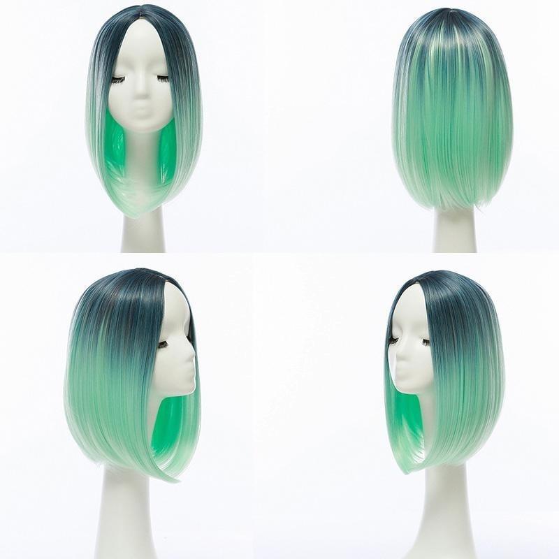 Baby Pink Short Bob Synthetic Wig Straight Pastel Hair Sexy Cute Color Women Trendy Wigs With Black