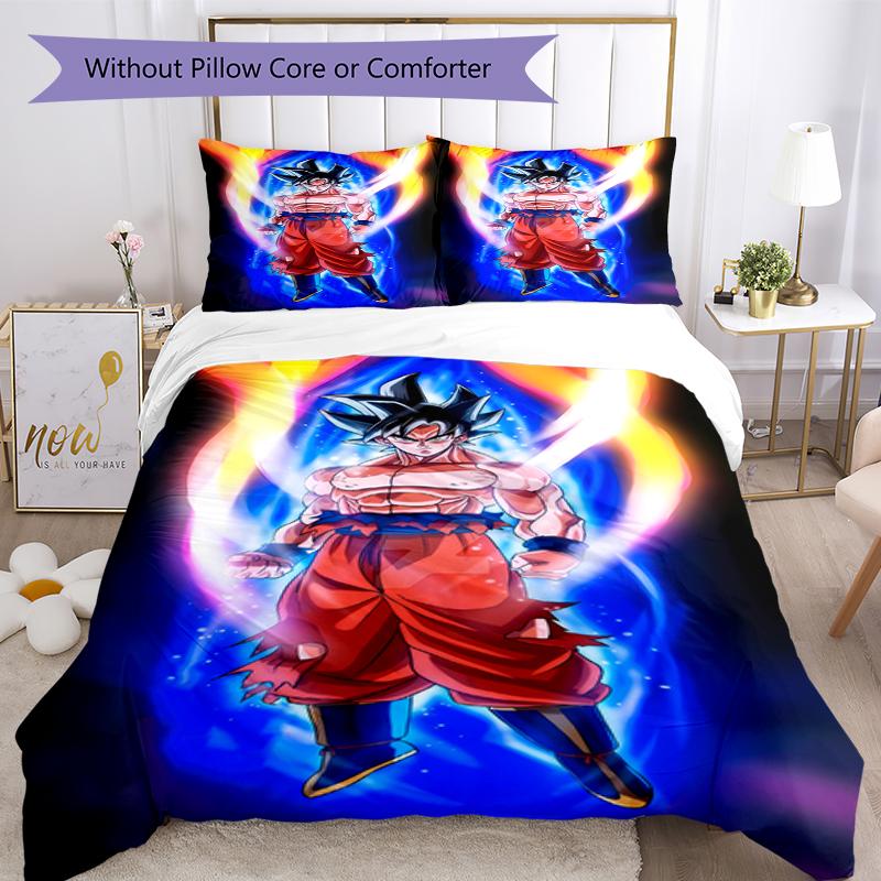 3pcs Dragon Ball Bedding Set Duvet Cover Closure Includes 1 Duvet Cover & 2 Pillowcases, Soft and Comfortable for All Seasons.