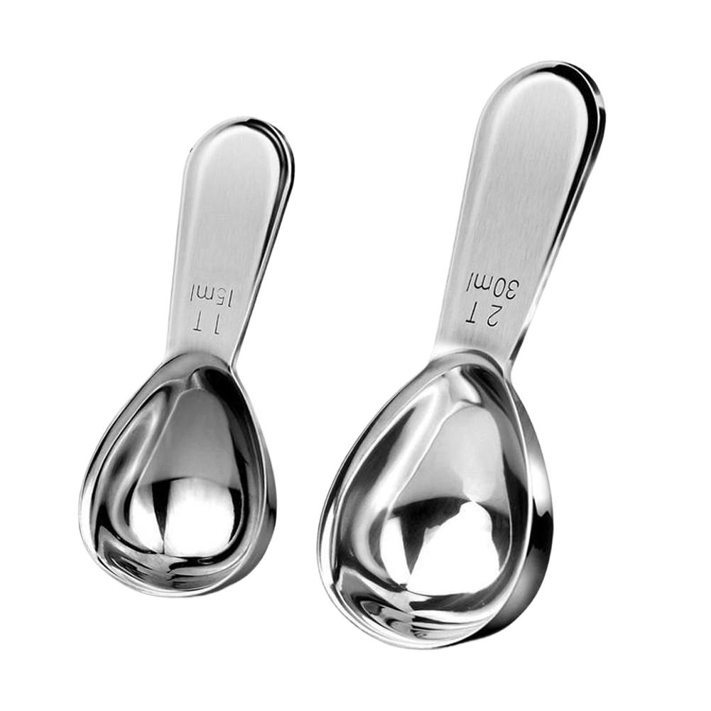 Stainless Steel Coffee Spoon With Polished Edges Ergonomic Handle Space-saving 15ml/30ml Accurate Measurement Tools For Coffee