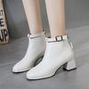 Winter Women's Plush Warm and Fashionable Back Zipper High-heeled Fashion Boots High Top Boots Leather Shoes Midsole Boots Women's Shoes