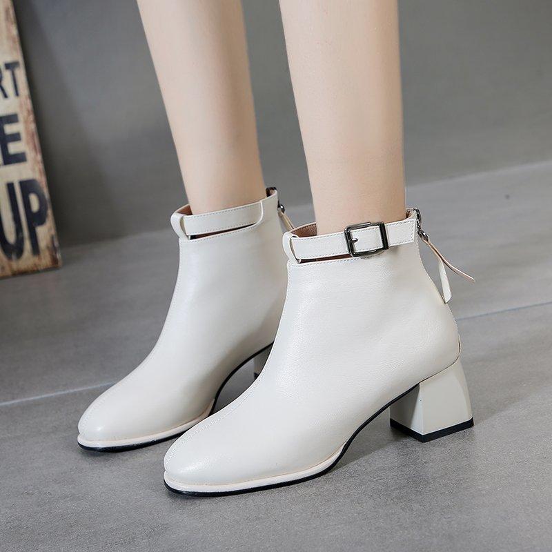 Winter Women's Plush Warm and Fashionable Back Zipper High-heeled Fashion Boots High Top Boots Leather Shoes Midsole Boots Women's Shoes