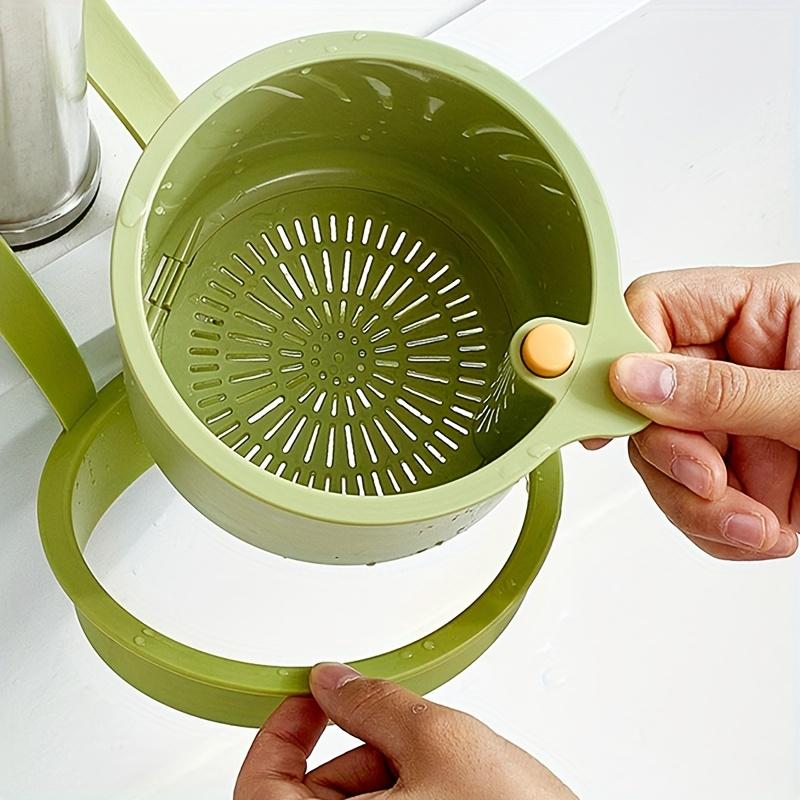 2-In-1 Sink Filter Basket with A Press-Open Lever Adjustable Faucet Hook Clog-Resistant Filter Mesh Durable Kitchen Draining Basket Anti-Clogging Tool
