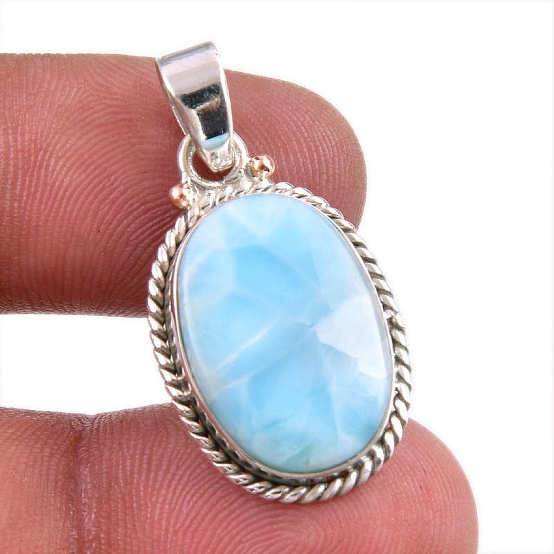 

Natural Republic Larimar Gemstone Handmade 925 Solid Silver Pendant 1.50 o8n21