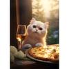 Funny Cat Eating Pizza Canvas Prints Posters Mural Cute Pet Kitten Pizza Poster Canvas Wall Art Painting Pictures for Home Decor