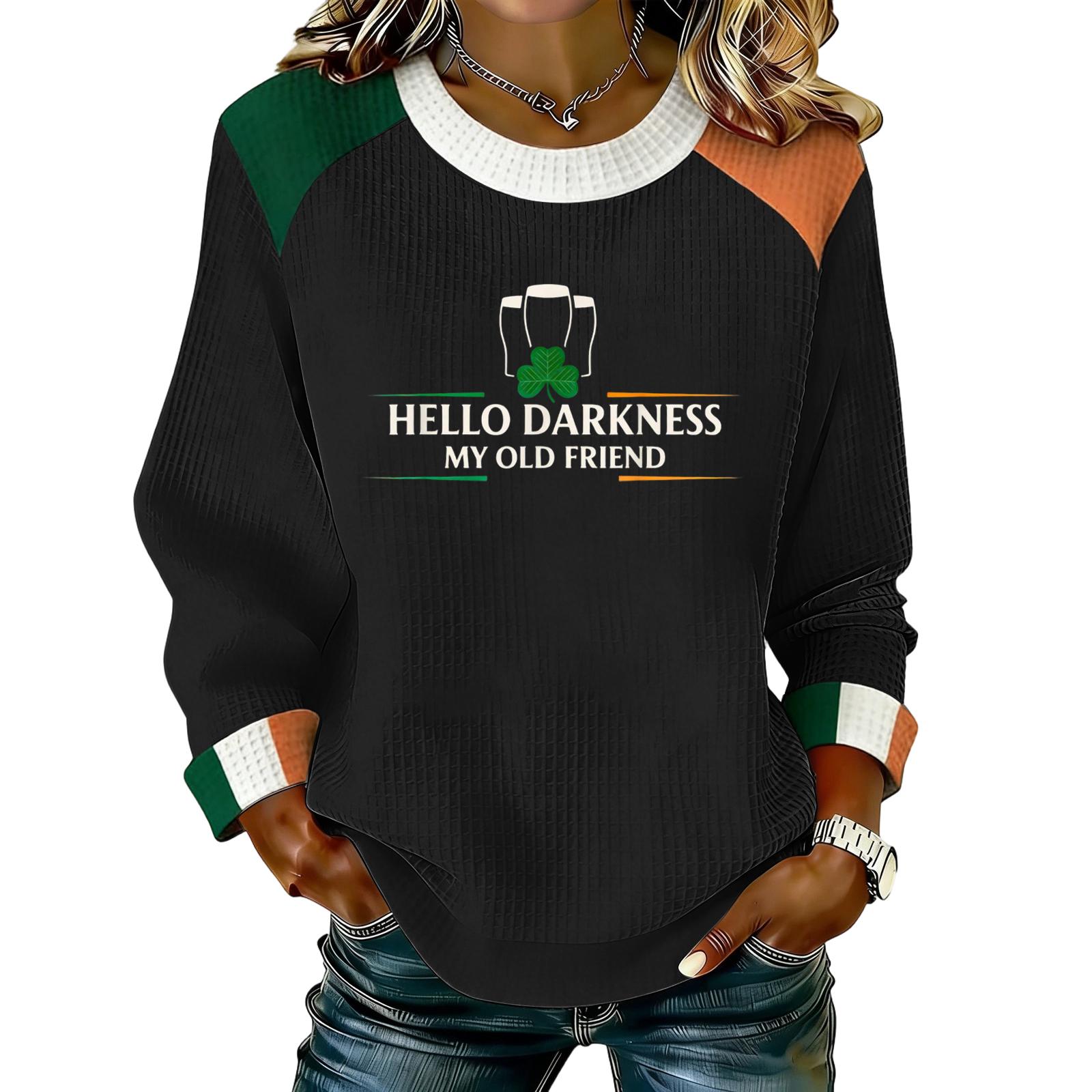 

Женская повседневная модная блузка с длинным рукавом и круглым вырезом, пуловер с принтом L чёрный