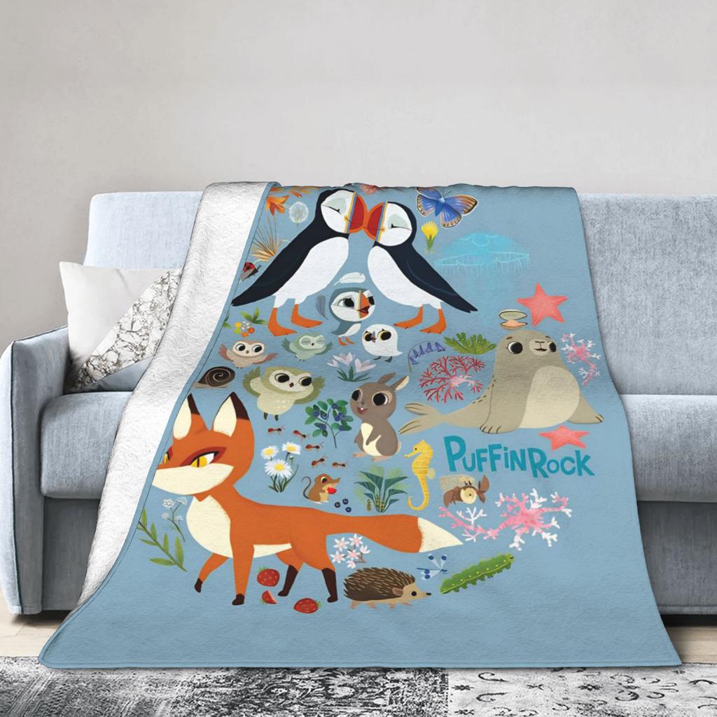 Puffin Rock Oona Baba Fashion Blankets Fleece Cartoon TV Watercolor Soft Throw Fashion Blanket for Bedding Throws Quilt Multi-function