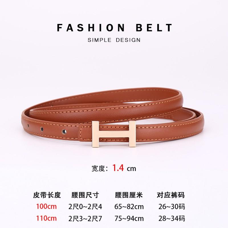 Womens Slim Genuine Leather Belt With Zinc Alloy Buckle Casual Office Chic Waistband Dresses Pants Skirts