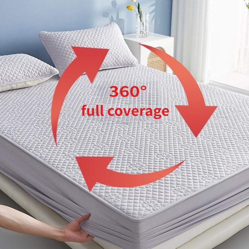 Bedclothes 3-piece Set Water Washed Cotton Waterproof Bedsheet Soft and Breathable Fitted Sheet Mattress Protector Cover Not Fading Not Deforming
