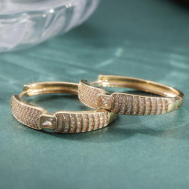 Luxury Hoop Earrings Synthetic Zirconia Elegant Bridal Jewelry for Wedding, Party, Everyday, Party Accessories, Glamorous Design