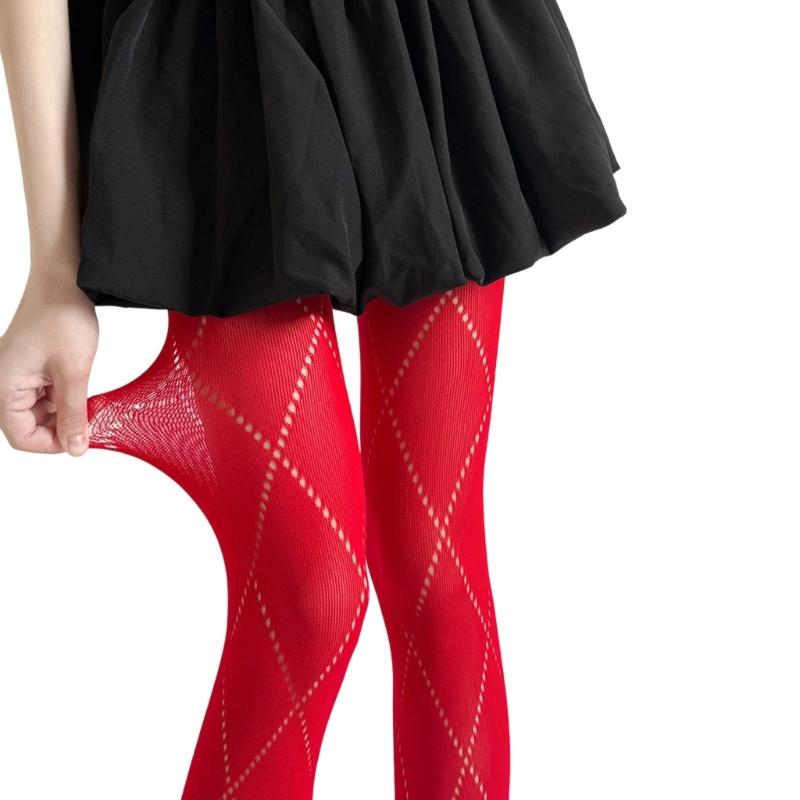 Fashion Elegant Hollowout Argyle Pattern Women's Spring Tights Slimming Leggings Opaque Pantyhose Stockings Hosiery