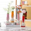 Rabbit Carrot Shape Flower Bottle Handmade Green Plants Pot Rabbit Ceramic Vase  Desktop Decor