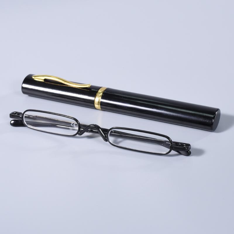 Black Frame Elegant Reading Glasses Metal Frame Ultra-thin Men Women Reading Glasses Portable Mini Reading Presbyopia Eyeglasses