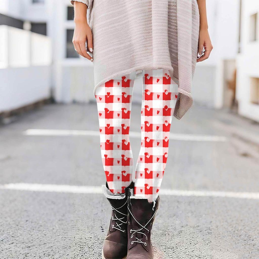 Damen Casual Mode Print Hose High-Waist Straight-Leg Skinny Leggings
