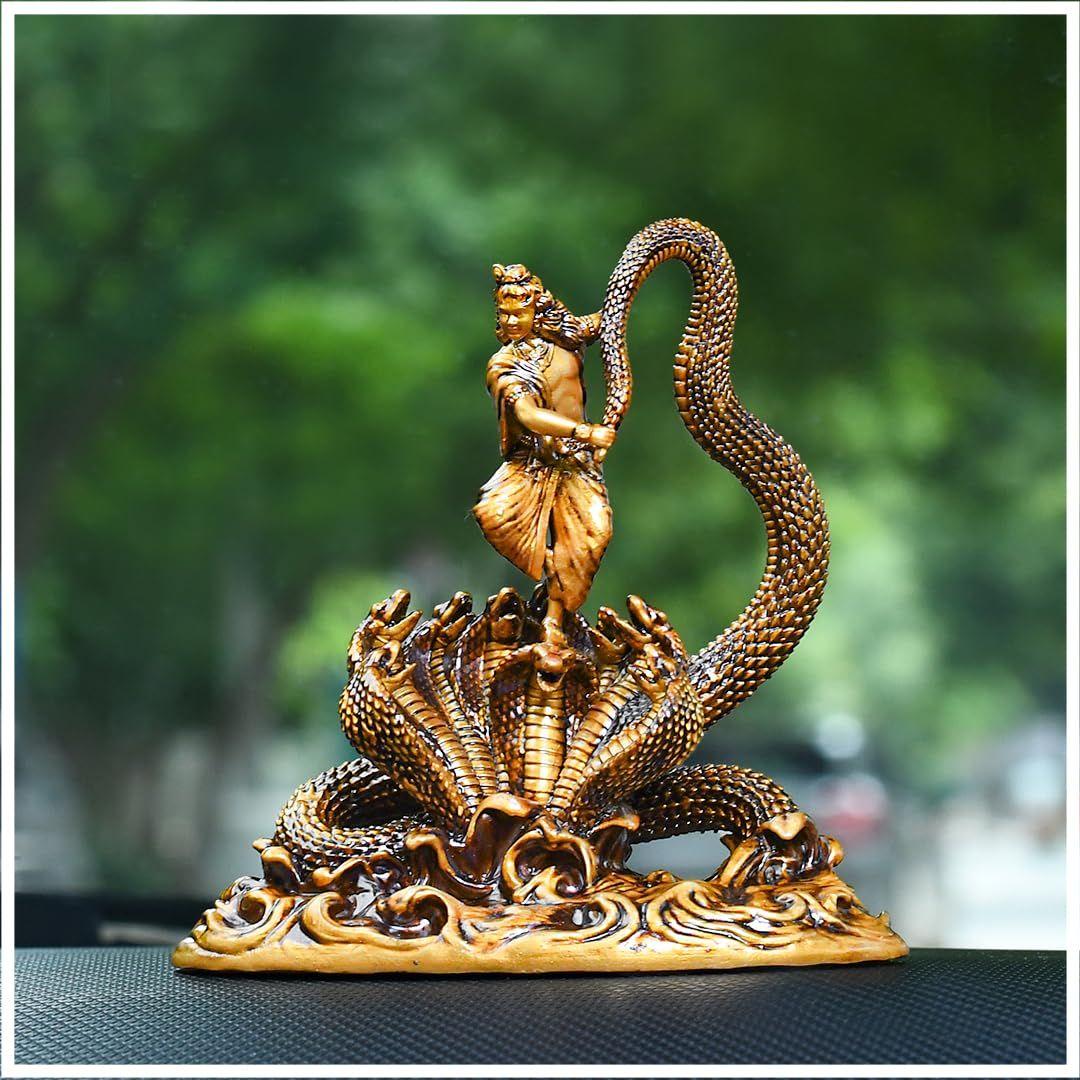 

Смола Танцующий Кришна со статуей Калии Нага Стоящий Идол Кришны Бог Кришна Мурти Антикварный Декор Тхакур Джи для Приборной Панели Автомобиля Домашний Декор