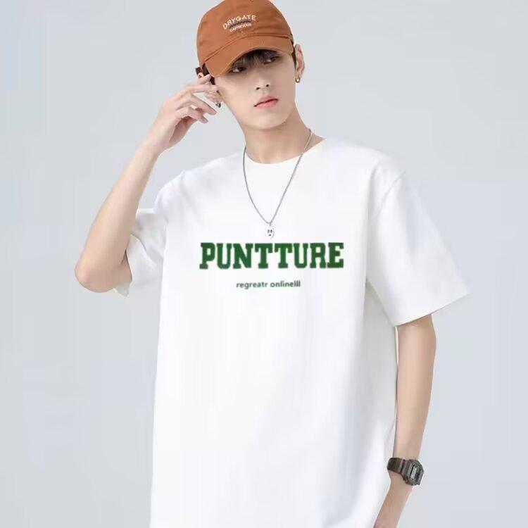 M-5XL Herren T-Shirt kurzärmelige Tops trendiges weißes T-Shirt bedruckte Buchstaben Tops trendig lässig