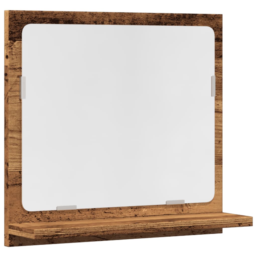 Retro Badezimmerspiegel mit Ablage, wandmontierter Bade- und Schminkspiegel, 40x11x37 cm