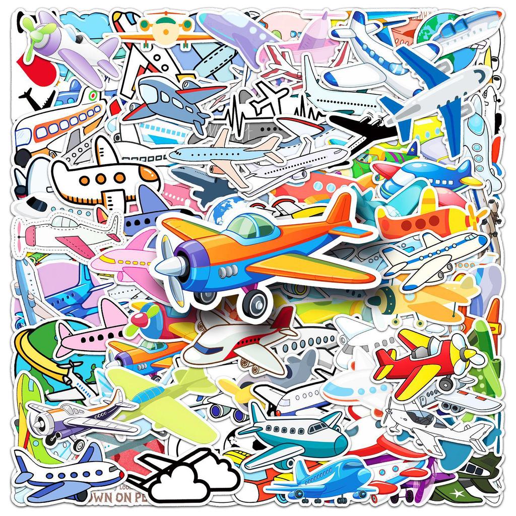Aircraft Cartoon Vehicle Stickers: 101 Cute, Waterproof Decorations for Suitcases & Phone Cases.