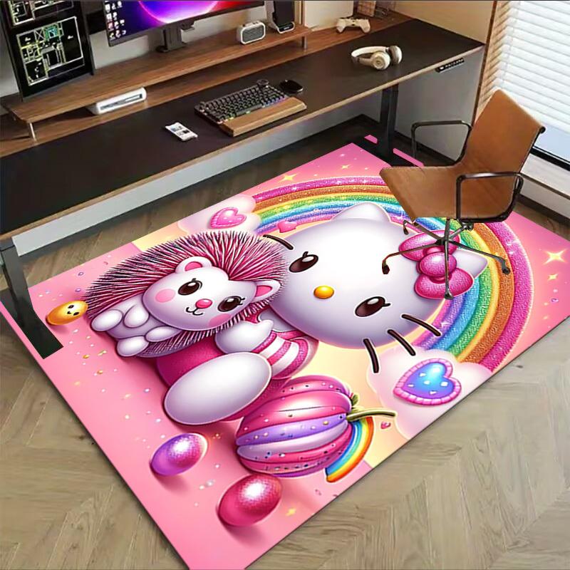 1 Stück Hello Kitty Igel Teppich Büro Teppich Außenmatte Heimdekoration Bereichsteppich Festival Geschenk Bürostuhl Teppich
