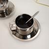 Vintage Stainless Steel Coffee Mug Cups Delicate Coffee Cup And Saucer Set Flower Tea Mug Home Coffeeware Espresso Cups