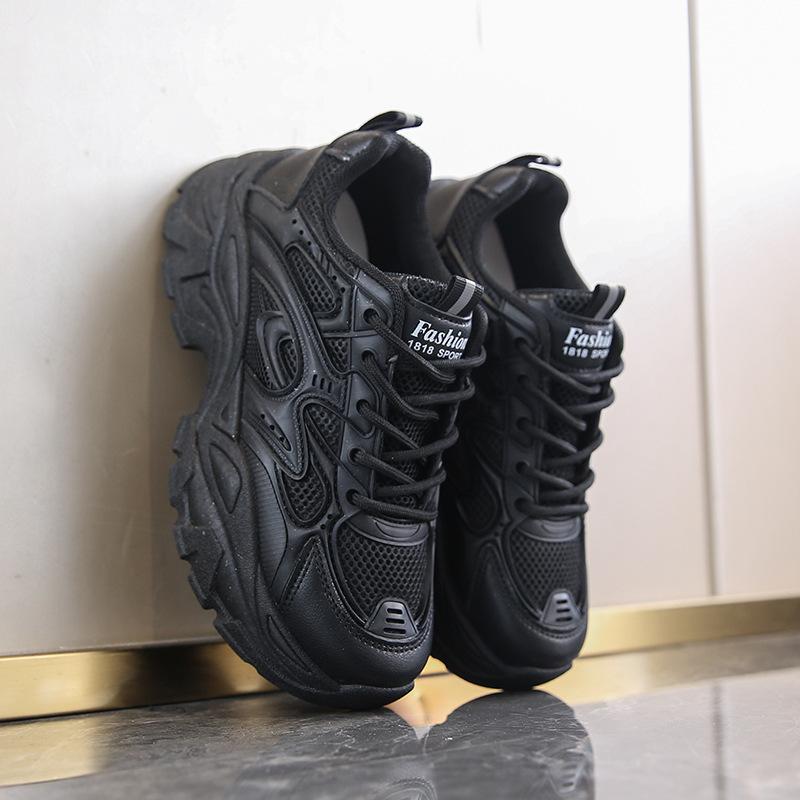 Summer Thin Women's Sneakers New Mesh Breathable Casual Texture Heightened Dad Shoes Lace Up Hot Women's Shoes