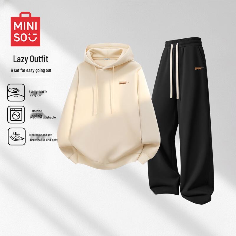 MINISO Men's Casual Hooded Sweatshirt & Straight Leg Pants Set