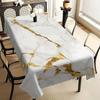 Elegante weiße Marmor-Tischdecke mit Goldader-Print, gewellter Rand, schmutzabweisend für Esszimmer & moderne Wohnkultur