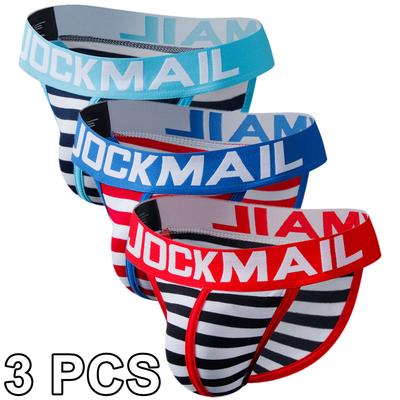 Briefs Cotton Stripe Pattern Men's Underwear Low Rise Breathable Briefs Sports Underpants