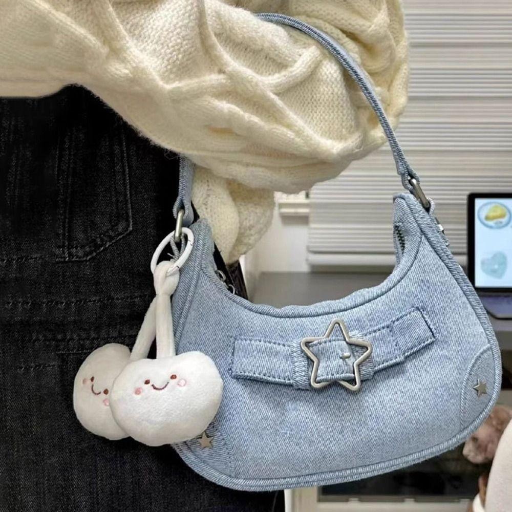 Rivet Cosmetic Bags Large Capacity Y2k Style Handbags Women Shoulder Bags Star Korean Purse Wallets