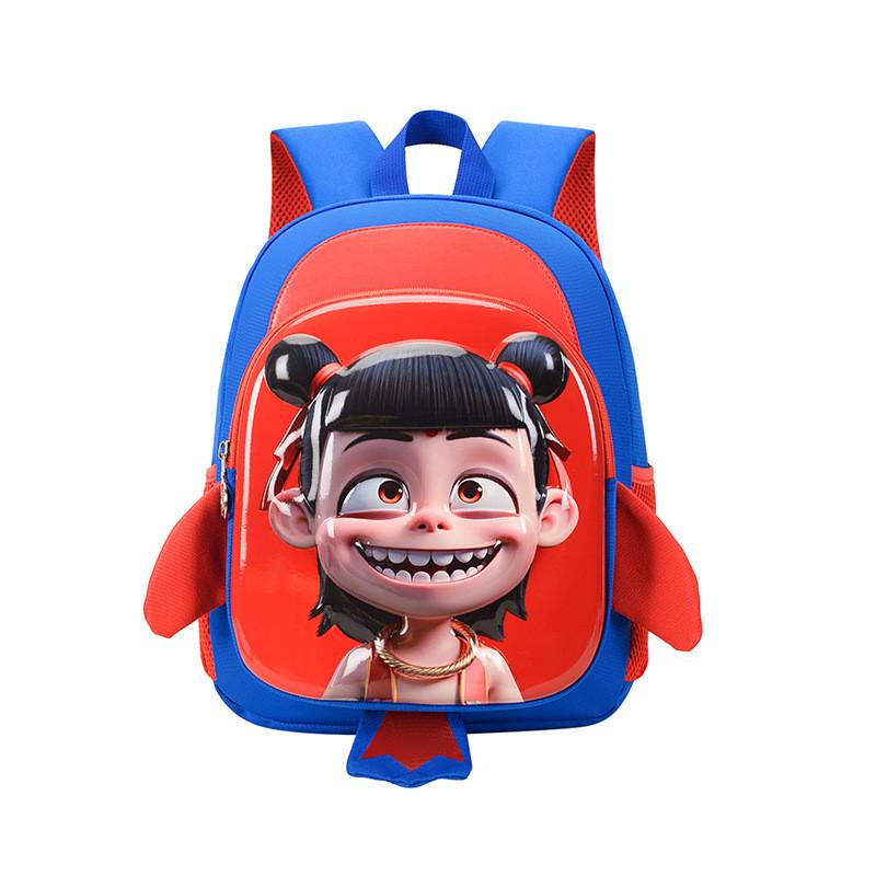 Cartoon Nezha Kids School Backpack With Hard Shell And Lightweight Nylon For Preschool Children