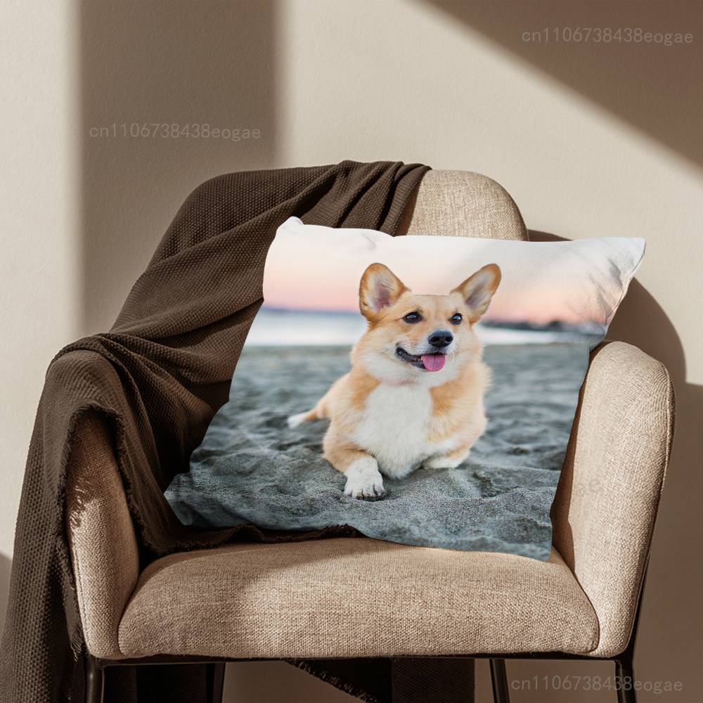 Милая Собака Корги Чехол на Подушку Декоративная Наволочка для Дивана в Гостиной, Спальню, Защитный Чехол 30cmx30cm
