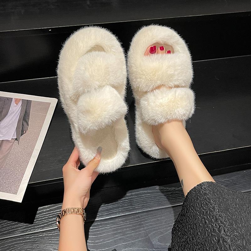 

Плюшевые тапочки с толстой подошвой и универсальной шерстяной поверхностью 42 белый