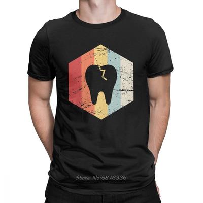 Dentist Retro 70s Tooth Icon TShirt For Men Dentistry Dental Hygienist Short Sleeve Slim Fit Tees ONeck Cotton Tops T Shirt