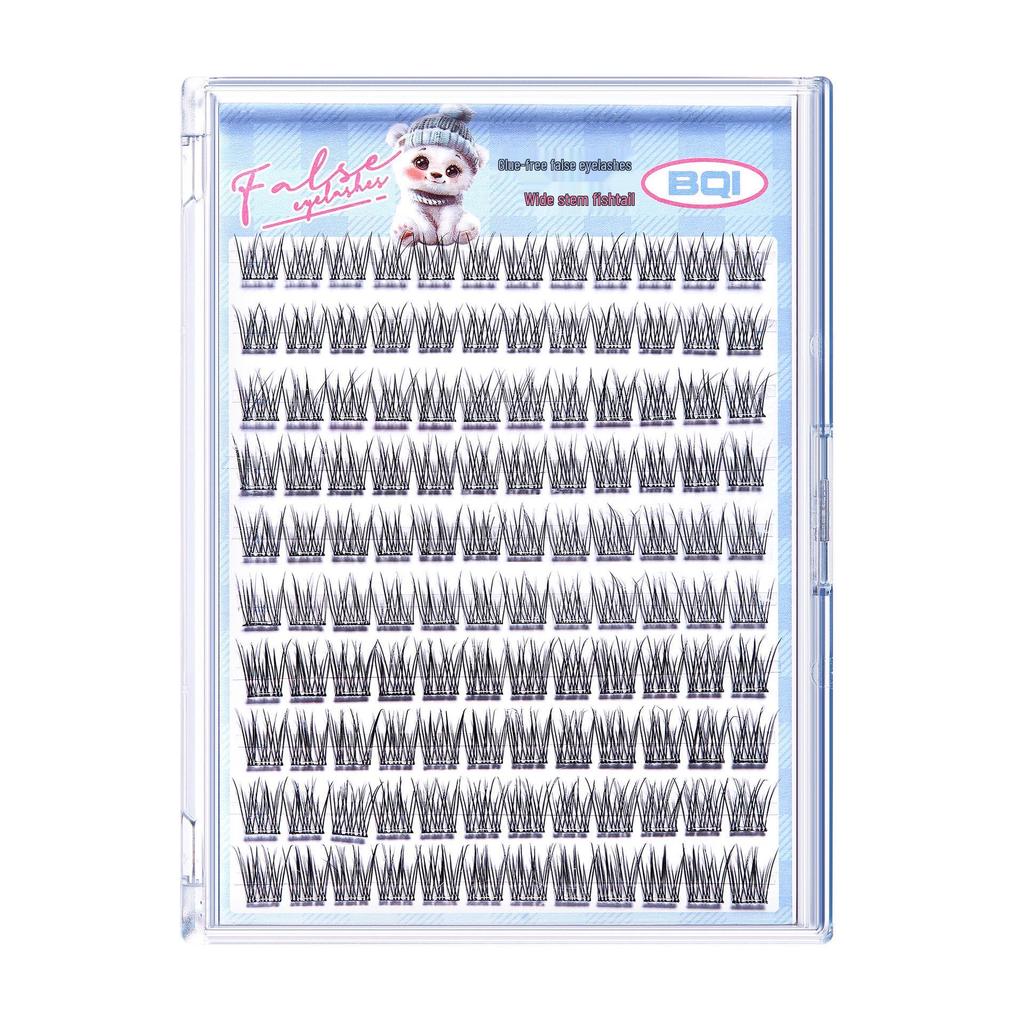 Self-Adhesive Natural Fishtail False Eyelashes - Beginner-Friendly, No Glue Needed, Wide Band