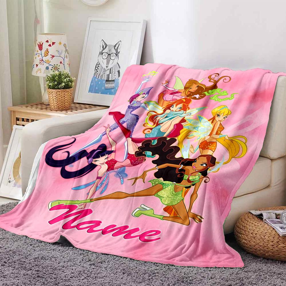 Customiz Name Personality Winx Club Blanket Soft &Warm Sofa Office Bed Travel Lunch Break Blanket, Gift Suitable All Seasons