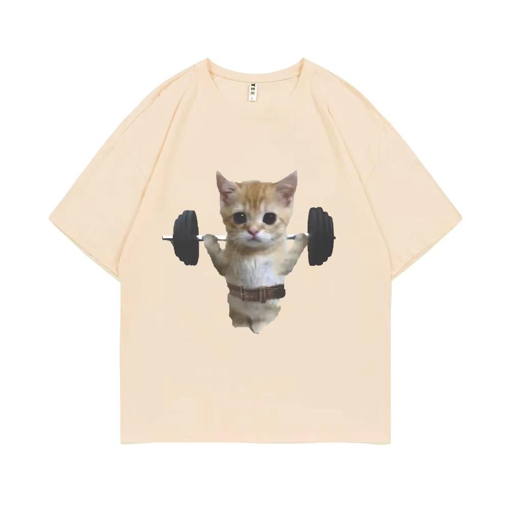 

Funny Gym Sam Sulek Cat Graphic Print T-shirts Men Women Cute Fitness Pump Cover Tshirt Male Oversized Meme T Shirt Short Sleeve S