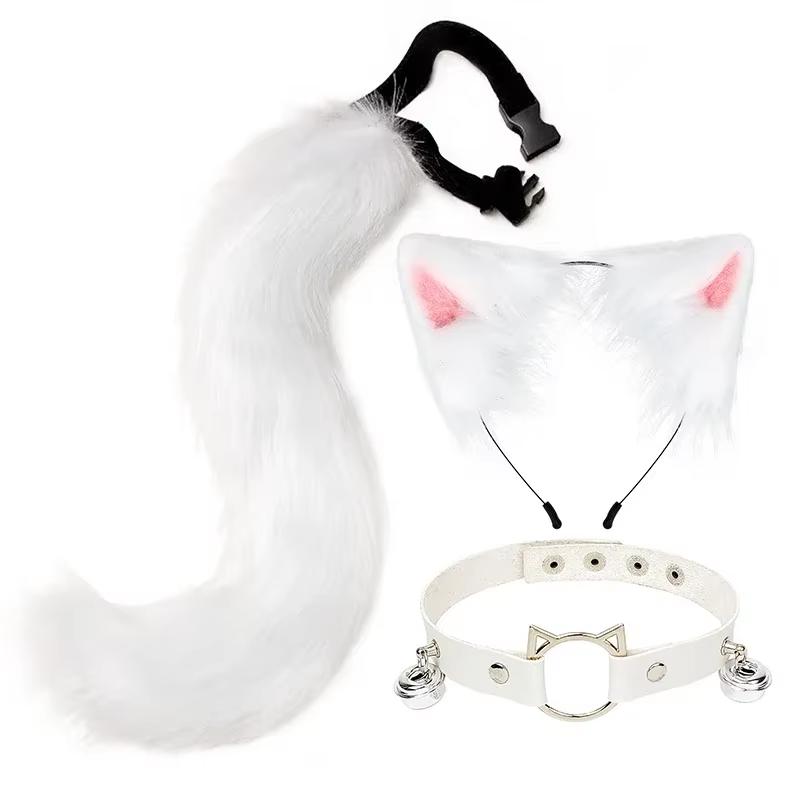 Halloween Cosplay Fluffy Fox Tail Fox Ears Keychain Cat Paws Gloves And Mask Animation Exhibition For Costume Accessories Set