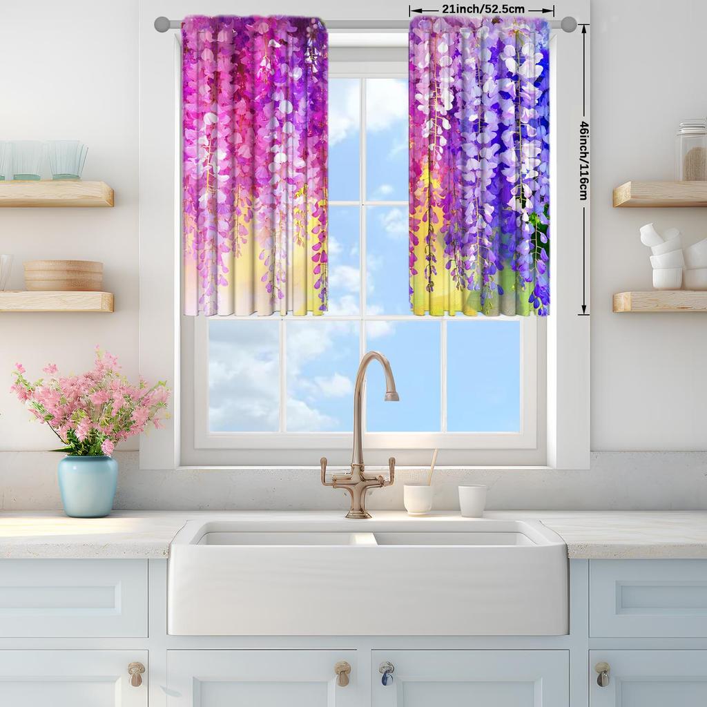 2-Panels Beautiful Wisteria Oil Paintin Curtains   Versatile Design Suitable for Any Style   Creating a Peaceful Living Space