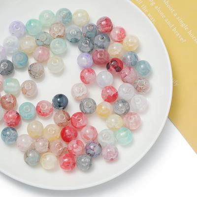 20/50 pièces 10mm Perles Rondes en Verre Craquelé Perles Espacement Libres pour Fabrication de Bracelets Colliers Bijoux DIY Accessoires
