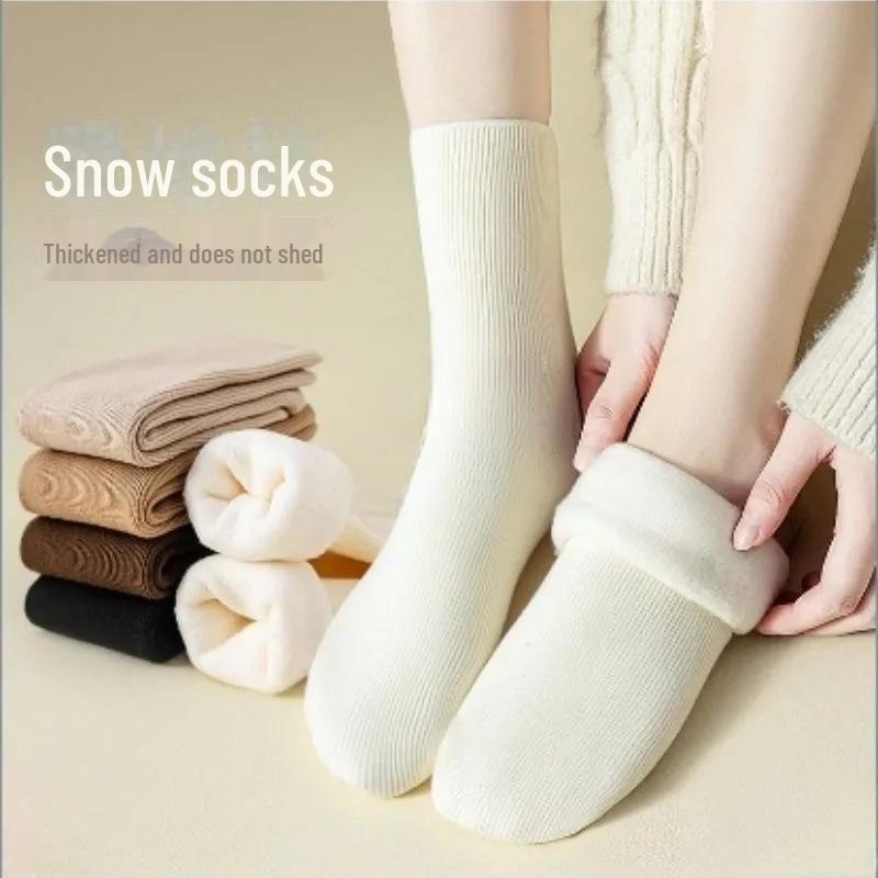 Women's Snow and Sleep Velvet-Lined Thick Warm Socks - Mid-Calf Autumn/Winter Cozy Footwear