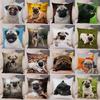 VIKAMA Nordic-Style Adorable Dog Cushion Cover Pug Print Cushion Cover Bedroom Living Room Sofa Decorative Cushion Cover