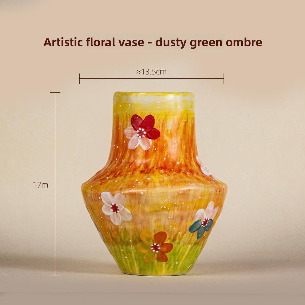 Blue and White Ceramic Vase Modern Minimalist Large Floor Vase Handmade Pottery Flower Vase Home Decor